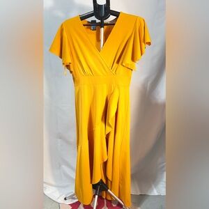 Bright Mustard Yellow Asymmetrical Dress